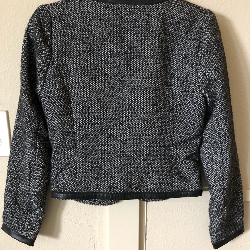 Tweed jacket with faux leather trim - Picture 4 of 7